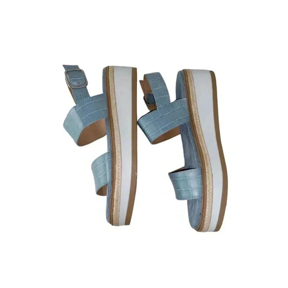 Baretraps Womens Slingback Sandal Blue Leather Crocodile Skin Open Toe Size 7.5M - Picture 3 of 7